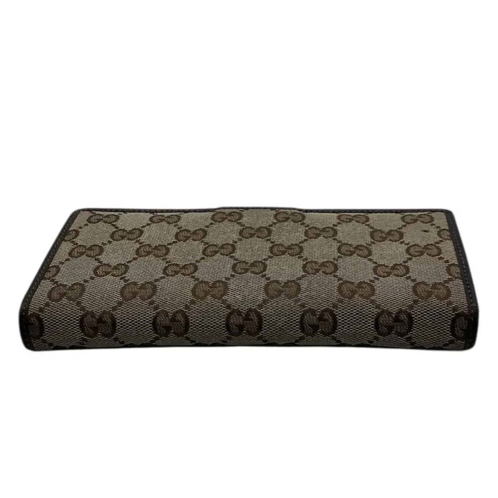 Gucci GG‎ Abbey D Ring Continental Wallet Brown Canvas Leather OS Vintage - Picture 6 of 11